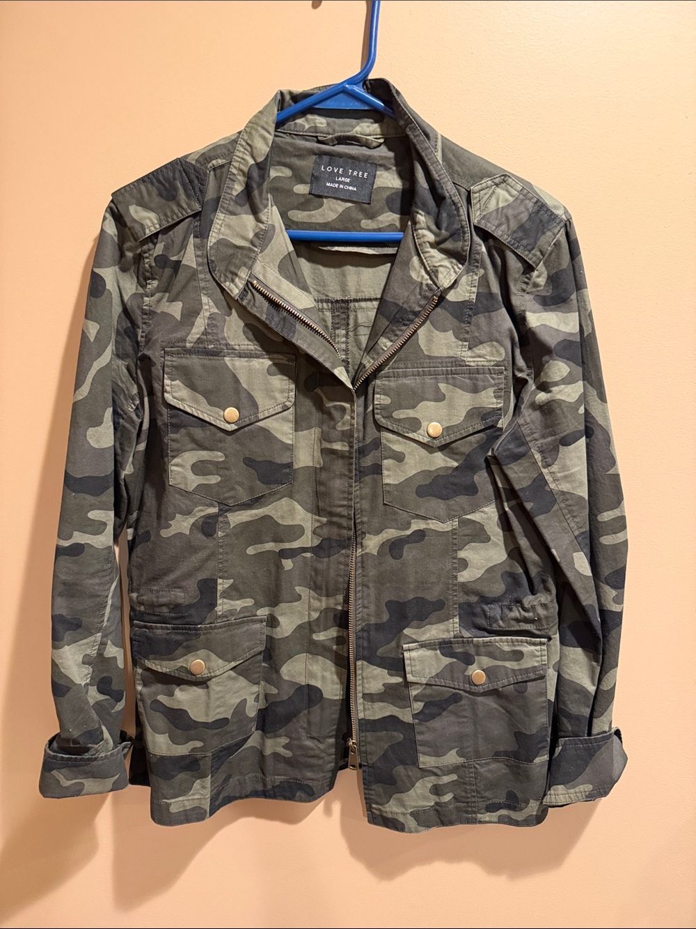 Love Tree Men's Green Camouflage Field Jacket